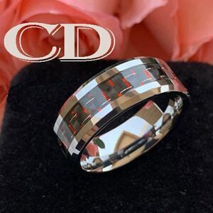 Men's Carbon Fiber Promise Ring - Red Black Carbon Fiber Promise Ring for Guys